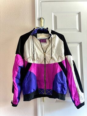 Vintage East West Retro Jacket Womens Windbreaker Full Zip Multicolored M